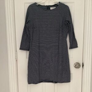 Workshop Republic Clothing Blue/White Striped 3/4 Sleeve Dress L PRE-OWNED
